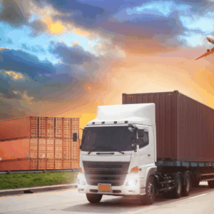 A transport truck on the road